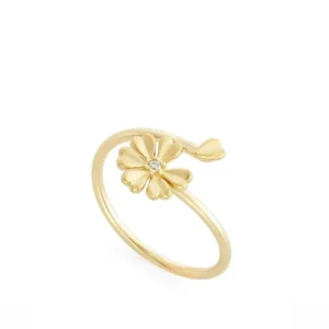 Anel de ouro amarelo 18K com diamante cognac