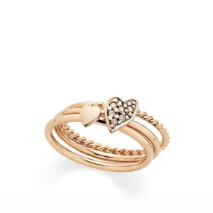 Anel de ouro rosé 18K com diamantes cognac