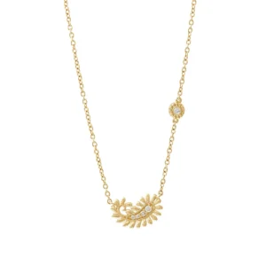 Colar de ouro amarelo 18K polido com diamantes - Menor - Coleção Cashmere